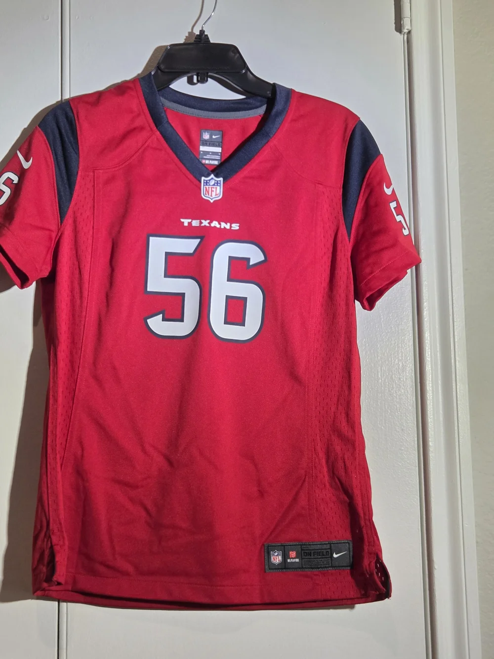 Nike Texans #56 Red Football Jersey with Black Accents
